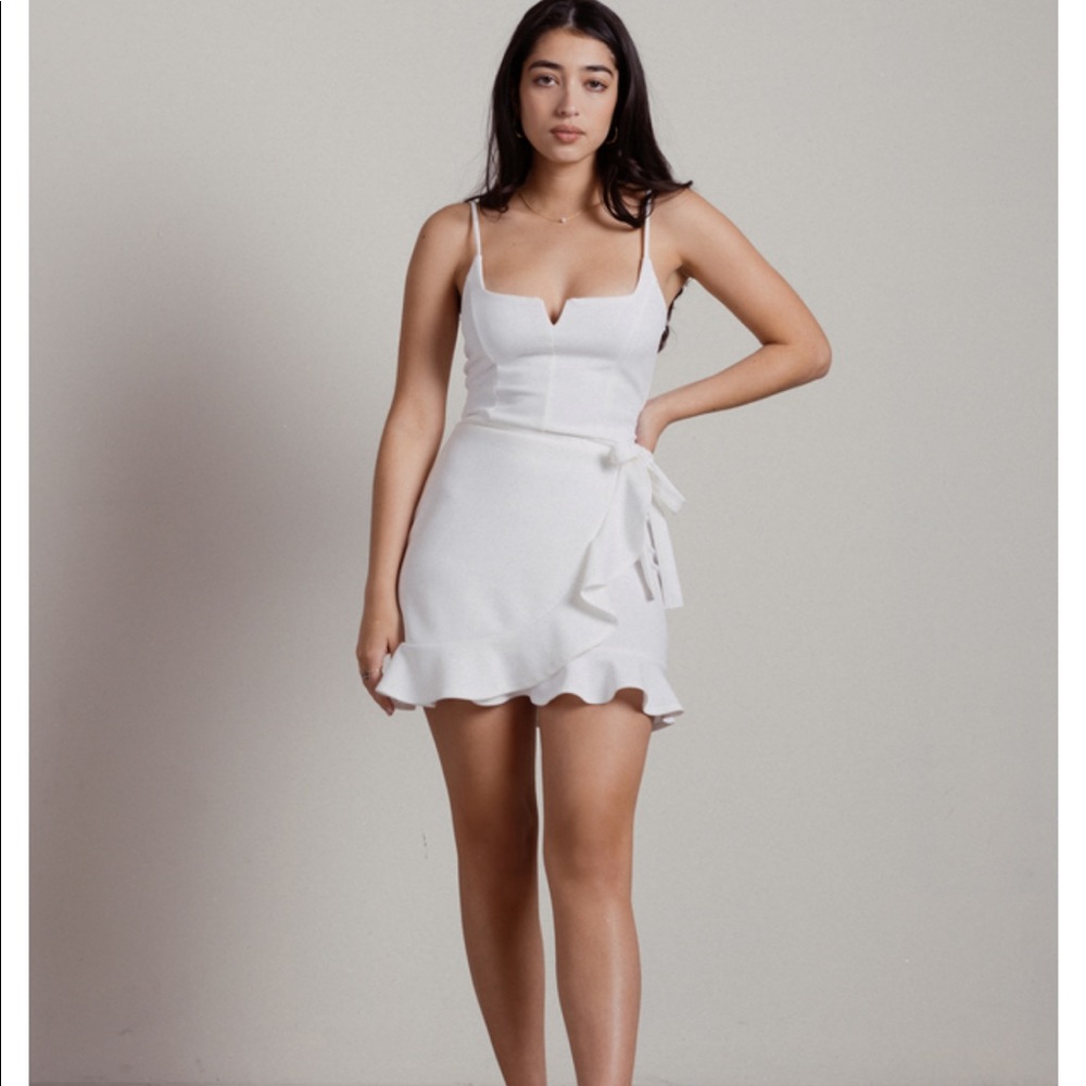 Ivory V-Wire Ruffle Wrap Dress